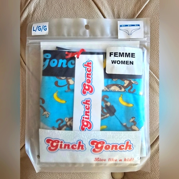 Ginch Gonch Blue Monkey Print Underwear Panties Brief Live Like A Kid L - Picture 1 of 1
